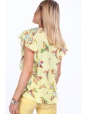 Lemon blouse with colorful birds MP28391 - Online store - Boutique